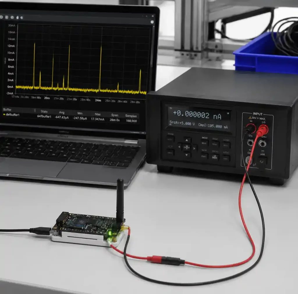 Power consumption measurement setup for IoT device validation testing