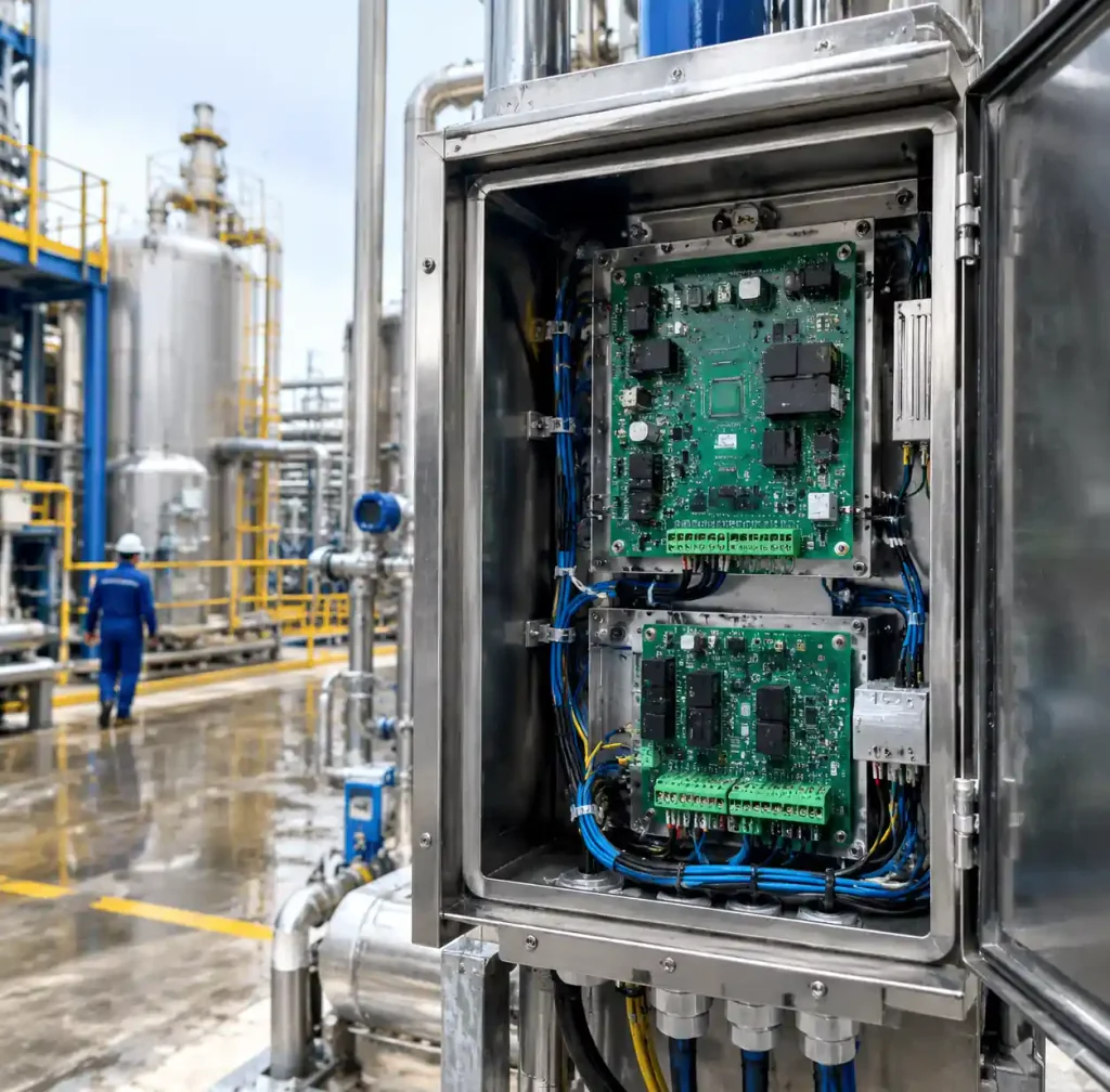 PCB-based control system deployed in chemical processing facility