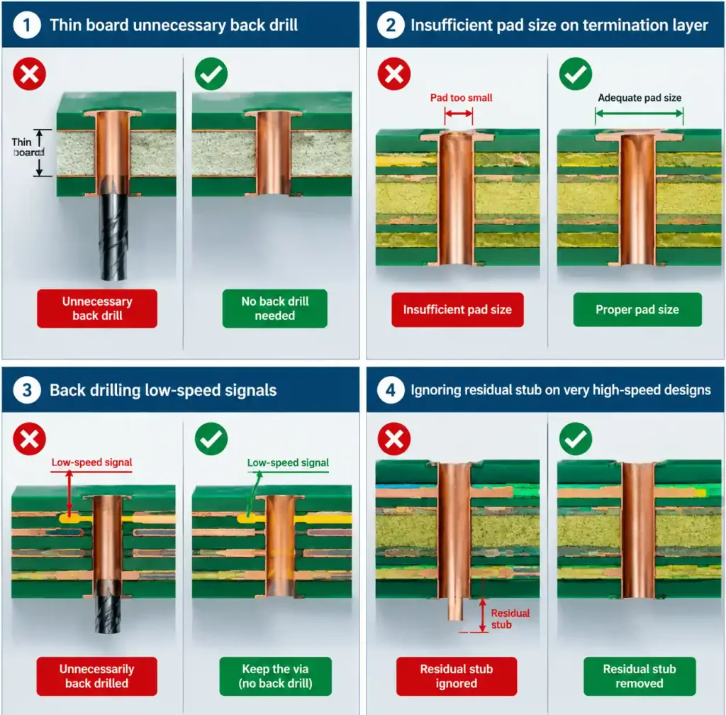 Common PCB back drilling design mistakes and corrections