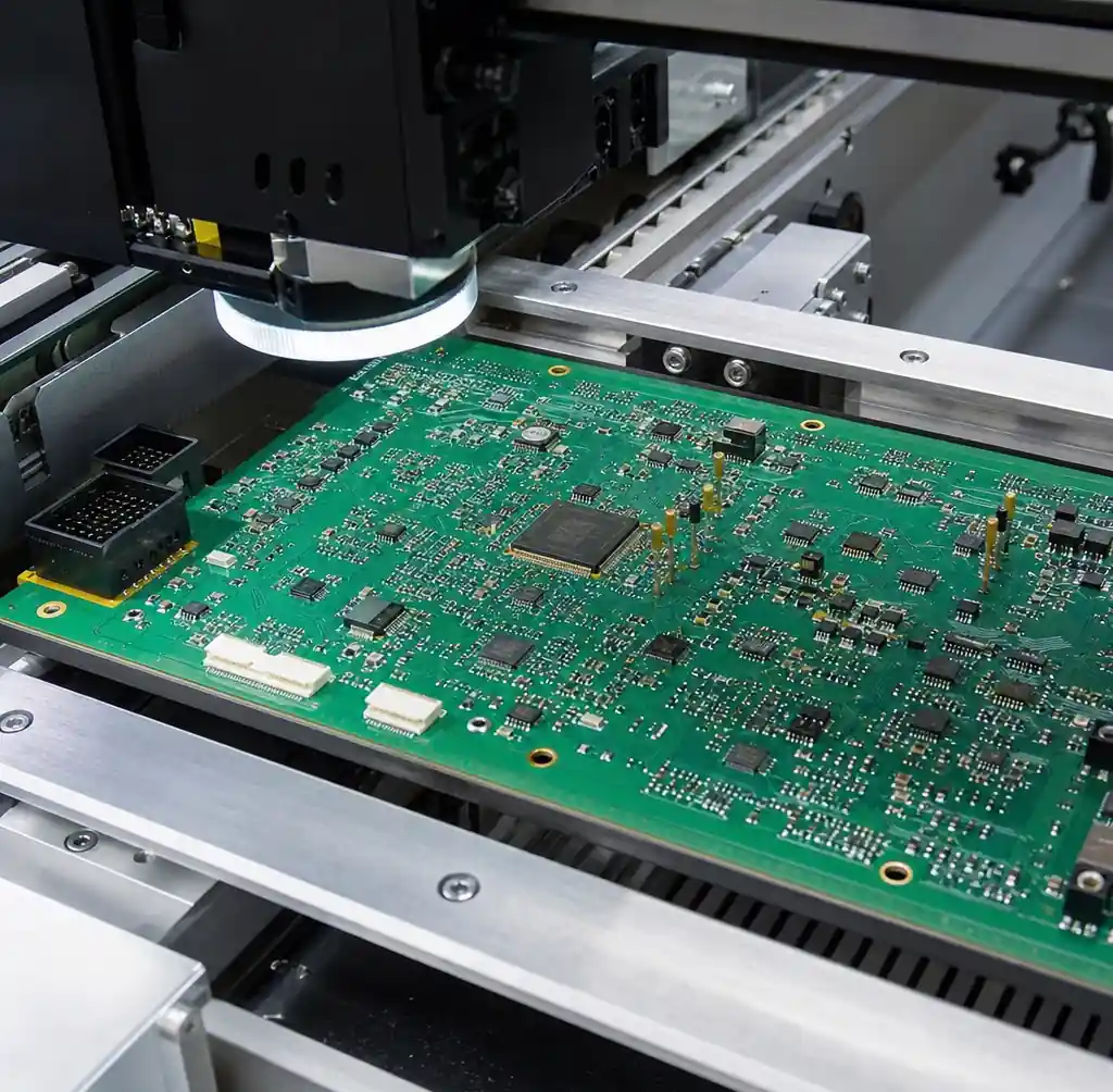 Automated optical inspection of ADAS PCB assembly showing component placement