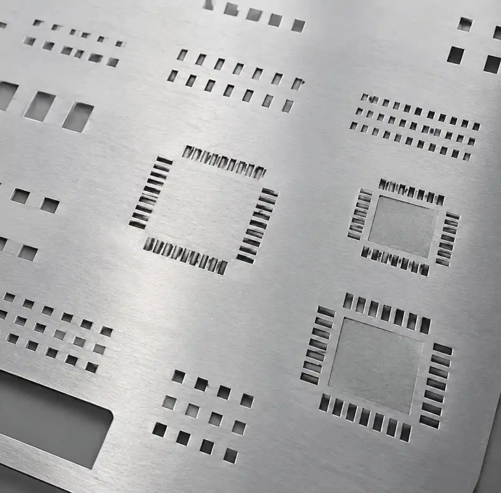 SMT stencil with laser-cut apertures for fine pitch components
