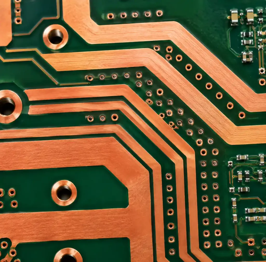High-current PCB traces with via stitching for LED driver application