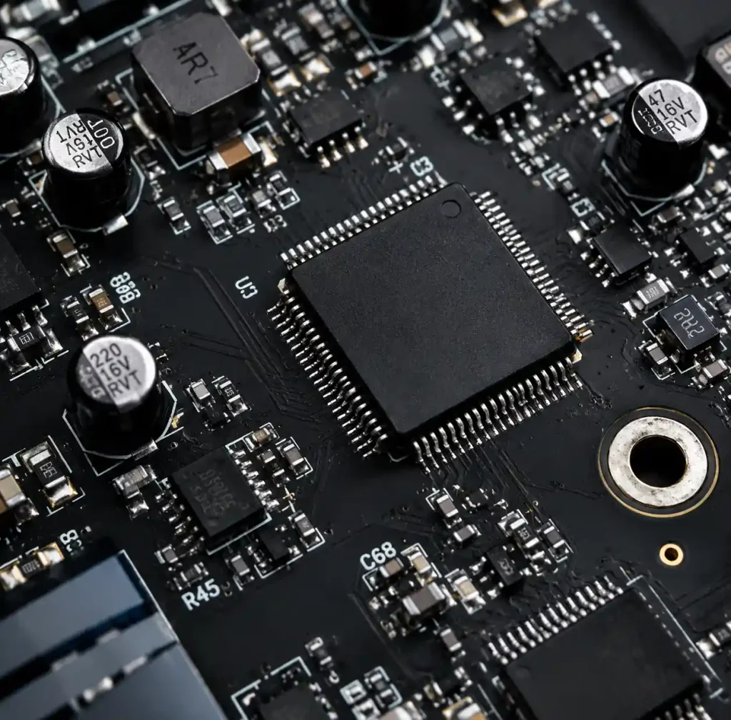 PCB with matte black solder mask used in premium consumer electronics