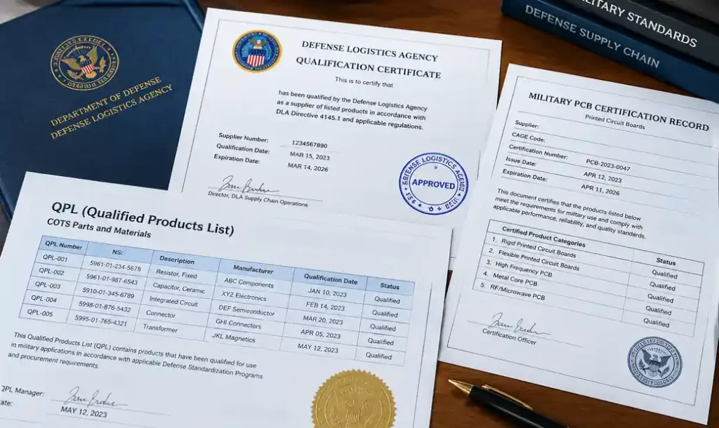 Qualified Products List QPL documentation and certification records for military PCB manufacturer