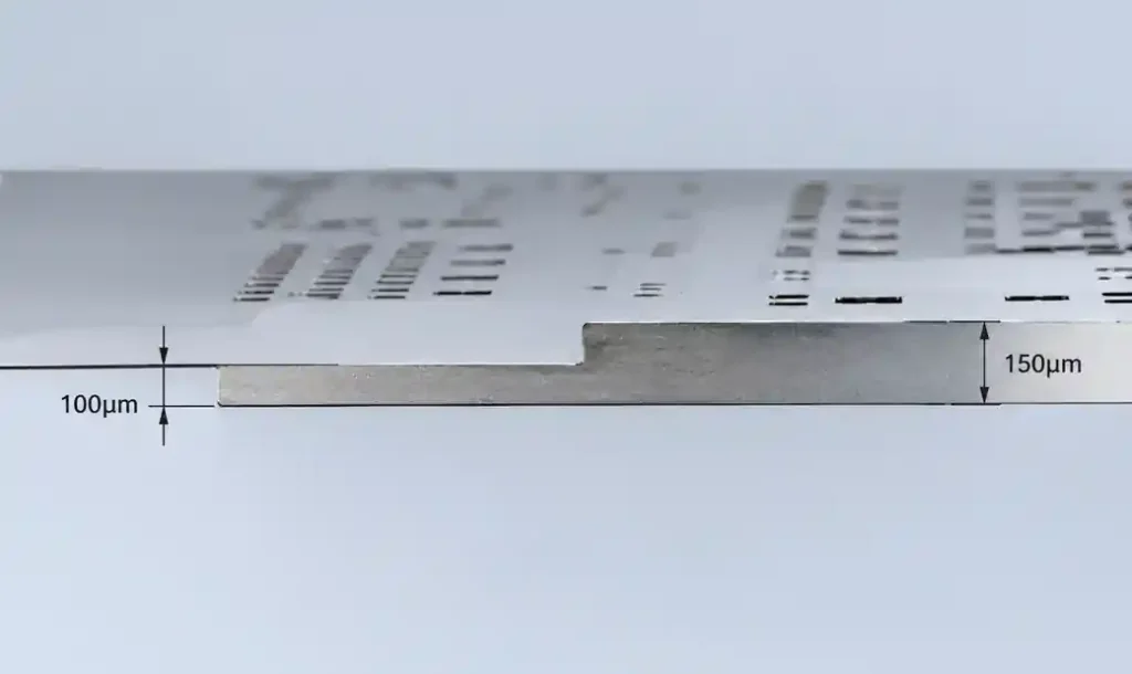 Fine pitch BGA stencil aperture array showing 0.4-0.5mm pitch