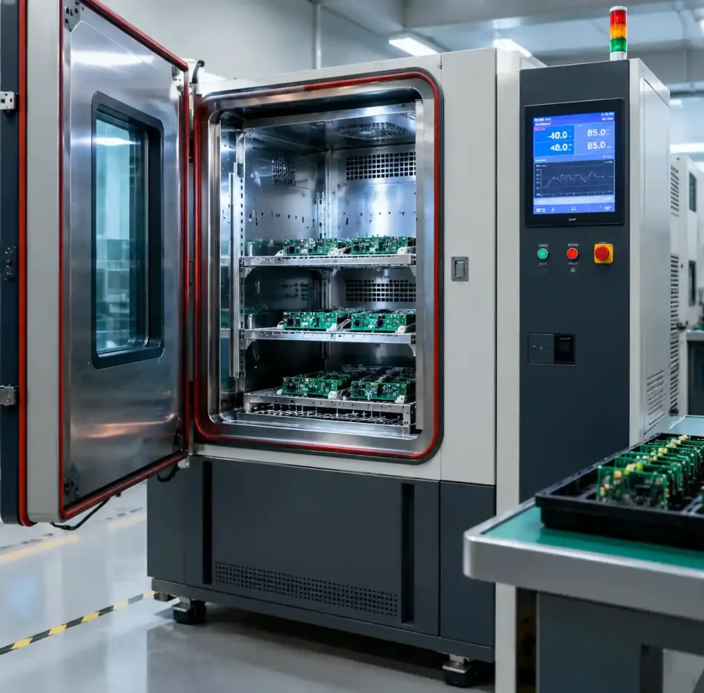 Environmental testing chamber for military PCB thermal cycling and humidity testing