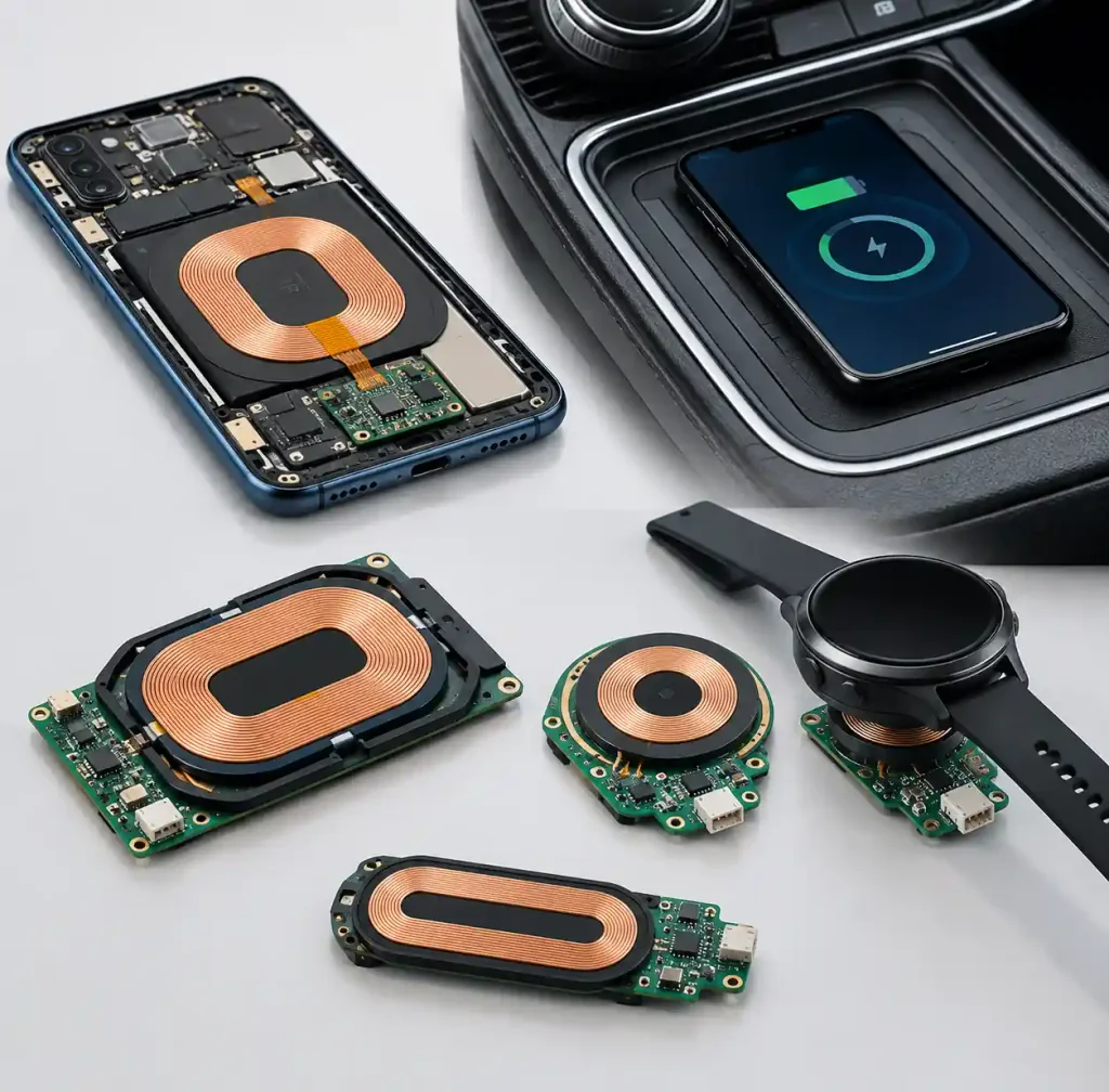 Wireless charging PCB applications in smartphones automotive and wearable devices